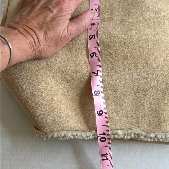 GAP VINTAGE SEUDE LEATHER FLEESE with MATCHING COIN PURSE  BEIGE  PURSE BAG TOTE - Picture 15 of 16